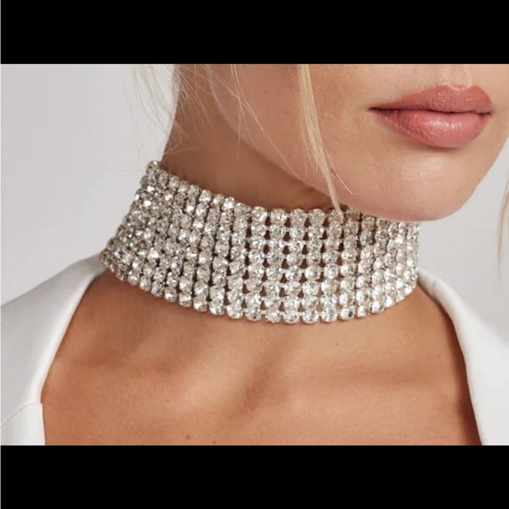 Silver Rhinestone Statement Choker